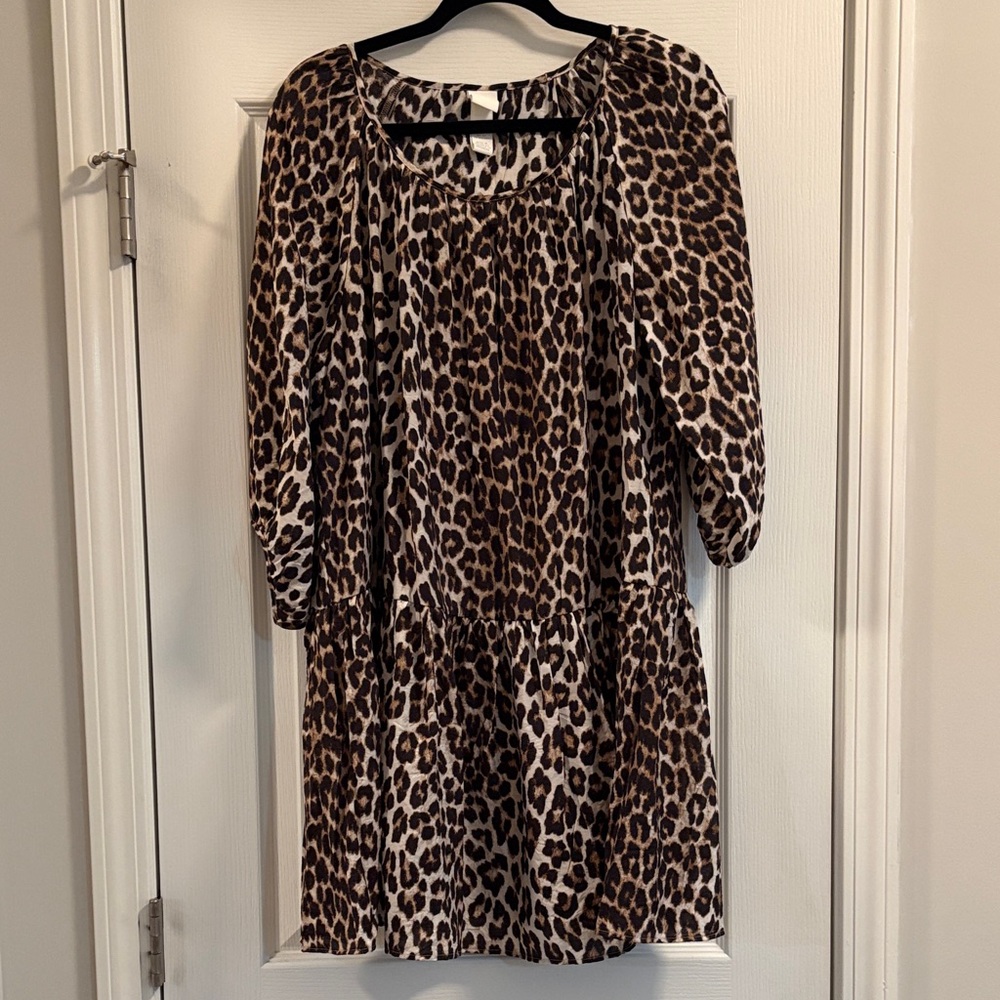 H&M Leopard Print Brown and Black Tiered Dress